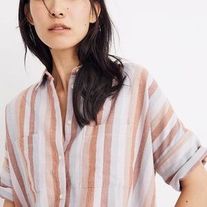 Madewell Flannel Courier Shirt in Sunrise Stripe in XS